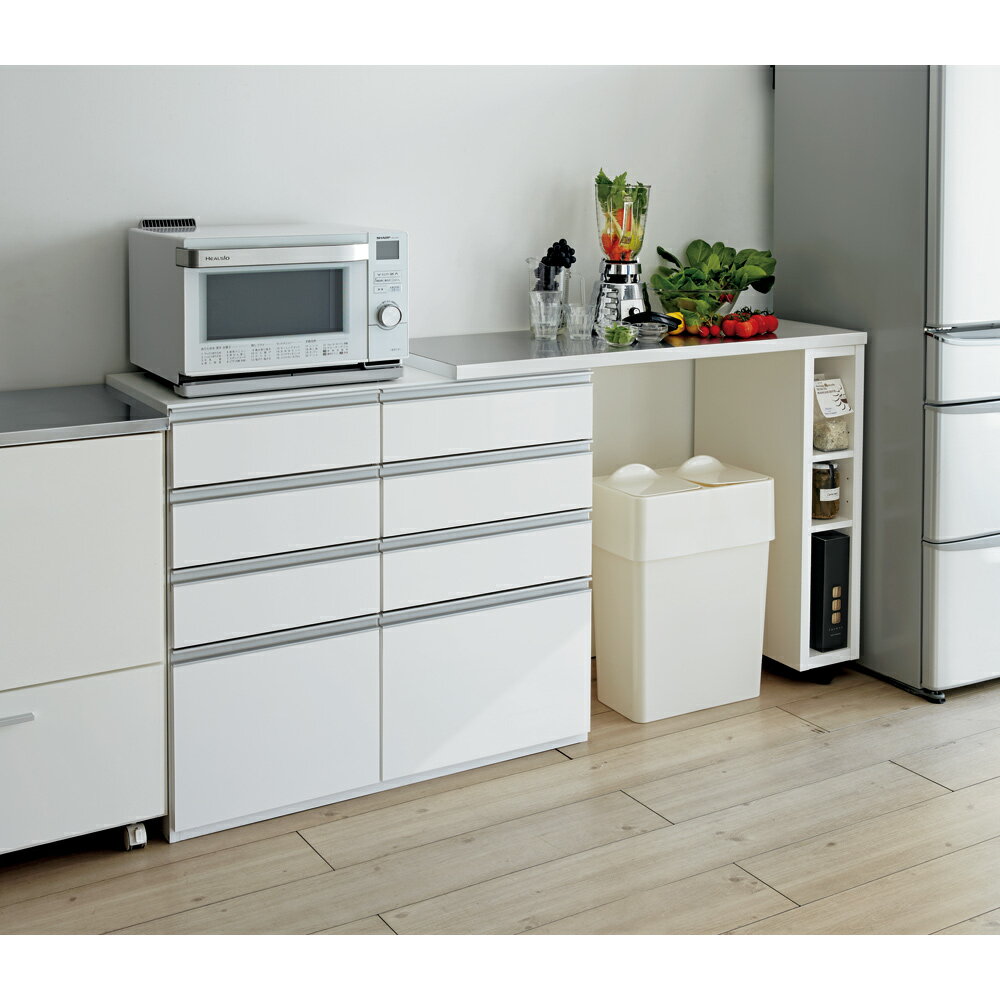 家具 収納 キッチン収納 食器棚 キッチンストッカー 食品ストッカー 幅調節可能！スライド伸長式カウンター 幅119〜182cm　引き出しタイプ LR0294