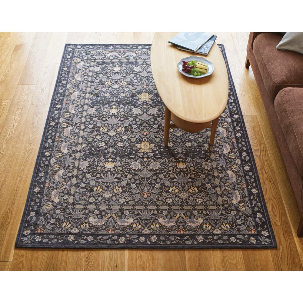 【最大7000円OFFクーポン 11月16日迄】 ≪約140×200cm≫ ベルギー製モリスデザインスタジオ ゴブラン織ラグ〈いちご泥棒〉 ラグ 絨毯 カーペット マット 602351