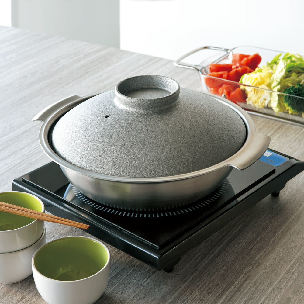 土鍋 卓上鍋 鍋 フライパン ステンレス製3層鋼DONABE/土鍋　24cm H54318