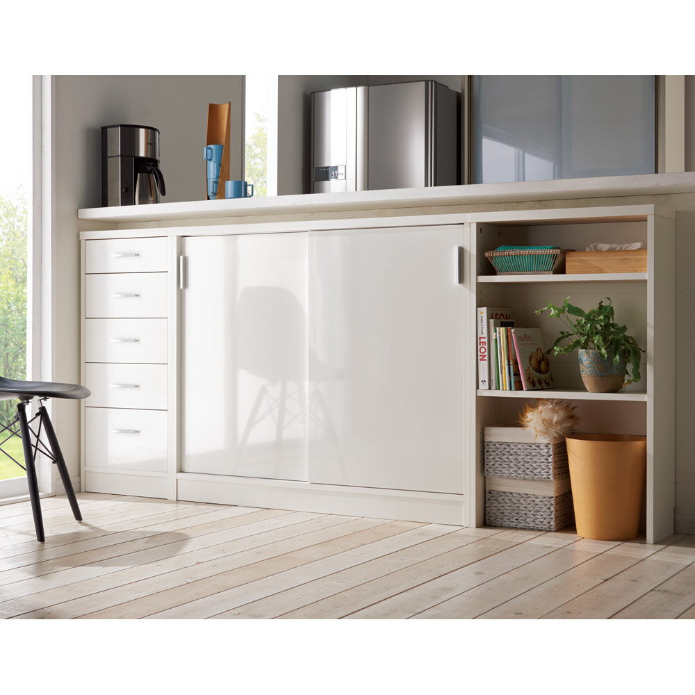 【最大8000円OFFクーポン 11月27日1:59迄】 引き戸カウンター下収納庫 奥行23高さ100cmタイプ 収納庫・幅120cm キャビネット リビングボ...