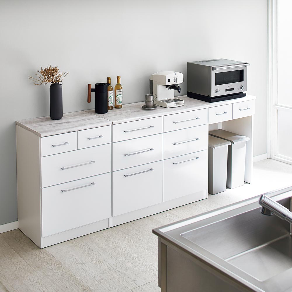 【最大7000円OFFクーポン 11月16日迄】 Merete/メレッテ キッチンカウンター 幅90cm ダスト上収納 キッ..