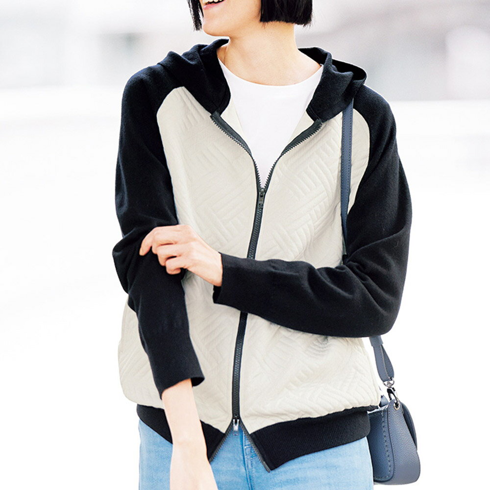 キルトジャカード×ニットドッキング パーカ パーカー スウェット トレーナー ファッション PC6015 ＼LINE友だち登録でクーポン／