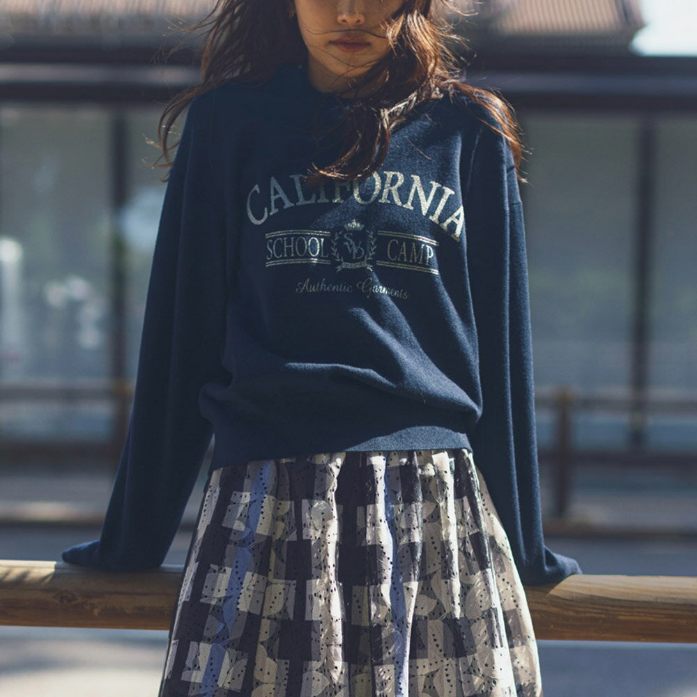 箔プリントロゴ ニットプルオーバー ニット セーター ファッション PC6057 ＼LINE友だち登録でクーポン／