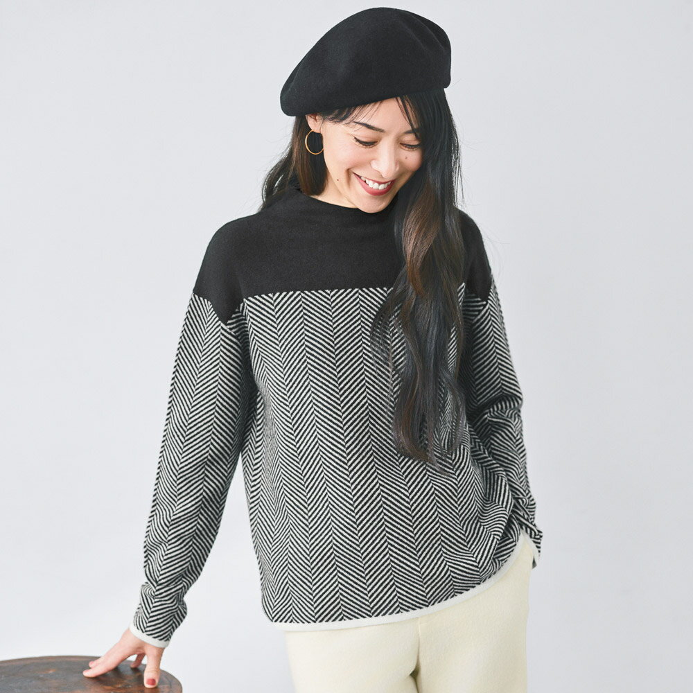 カシミヤニット ヘリンボーンジャカード プルオーバー ニットセーター ニット セーター A27501 ＼LINE友だち登録でクーポン／