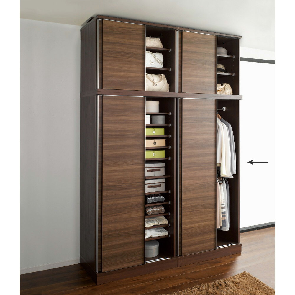 引き戸間仕切りワードローブ ハンガータイプ・幅88cm パーテーション 間仕切り リビング収納 632345