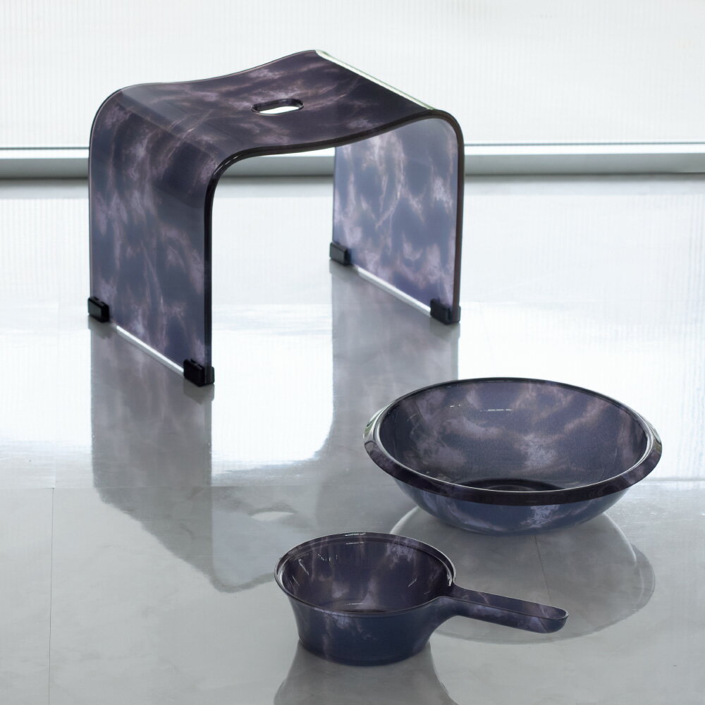 【クーポン配布 11月27日1:59迄】 ≪バスチェアLL&ウォッシュボウル&手湯桶≫ マーブル調バスチェア お得な3点セット バスチェア 湯桶 洗面器 バス用...