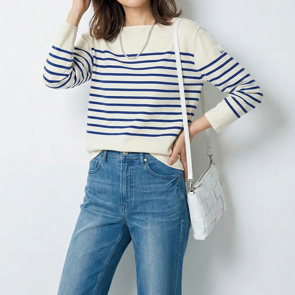 コットンウールニット ボーダープルオーバー ニット セーター ファッション PC6308 ＼LINE友だち登録でクーポン／