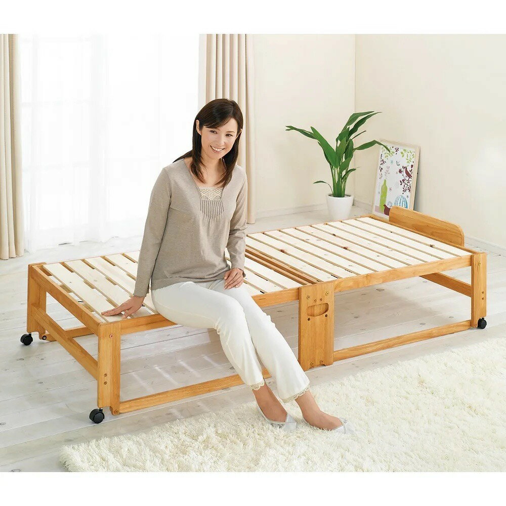 Rakuten - ≪ヘッドあり≫ 折りたたみ式ひのきすのこベッド ワイドシングルハイ 幅106.5cm 木製ベッド ベッド 642508 ＼LINE友だち登録でクーポン／