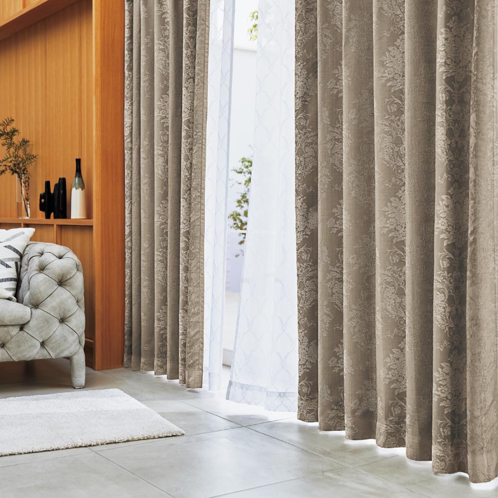 ≪幅100cm×丈110cm（2枚組）≫ オーナメント柄 遮光・遮熱カーテン 断熱カーテン 遮熱カーテン カーテン 563501