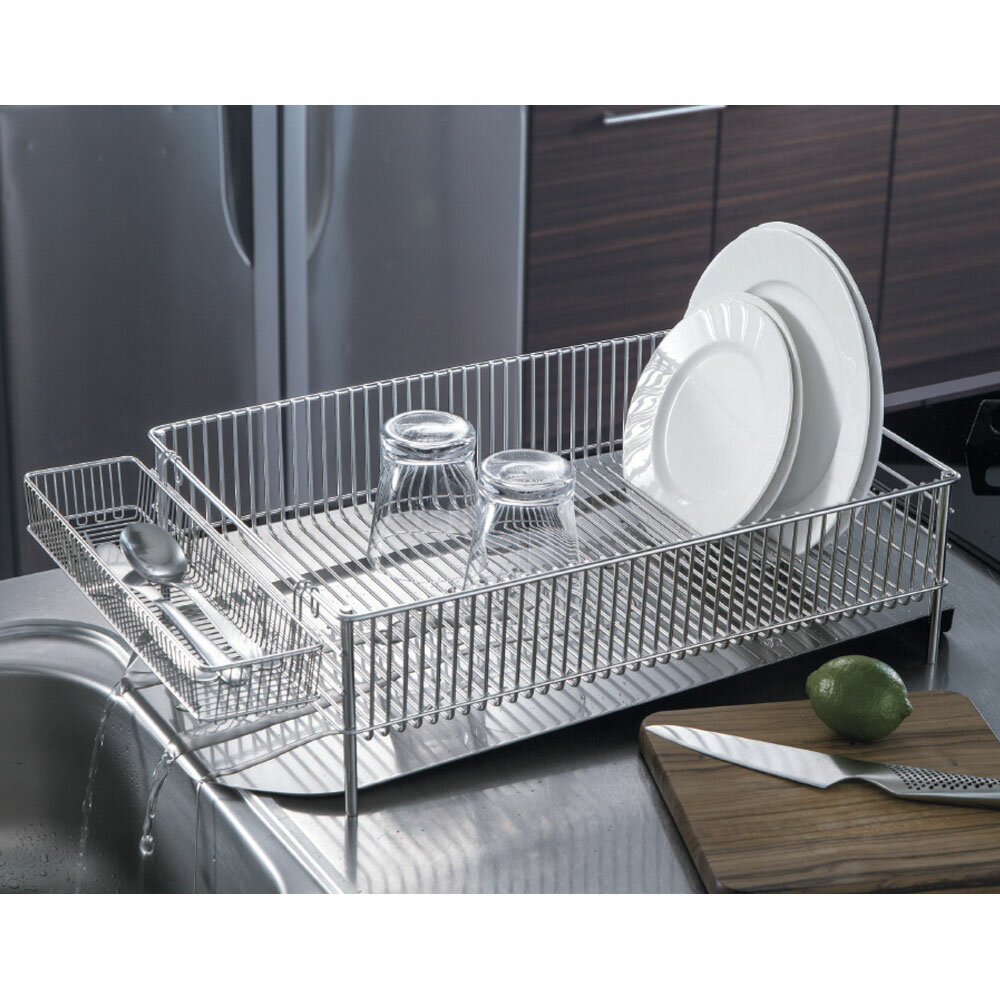 【店内全品ポイント10倍】＼商品＆ショップレビューで1000円クーポン配布／ 水切りかご ラック キッチン収納 水切り シート 食器 有元葉子 LA BASE/ラ バーゼ ステンレス 有元葉子のラバーゼ オールステンレス製水切りカゴセット 横置き 大サイズ 765705のサムネイル