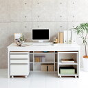 【クーポン配布 11月27日1:59迄】 奥行たっぷりデスク3点セット(パソコンデスク・ラック・チェスト)幅160cm オフィス 事務 書斎机 机 588212