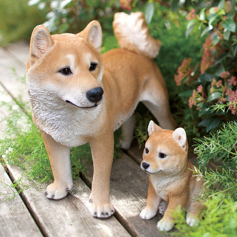 ≪子柴≫ 柴犬親子のオーナメント ガーデン 置物 G02715 ＼LINE友だち登録でクーポン／