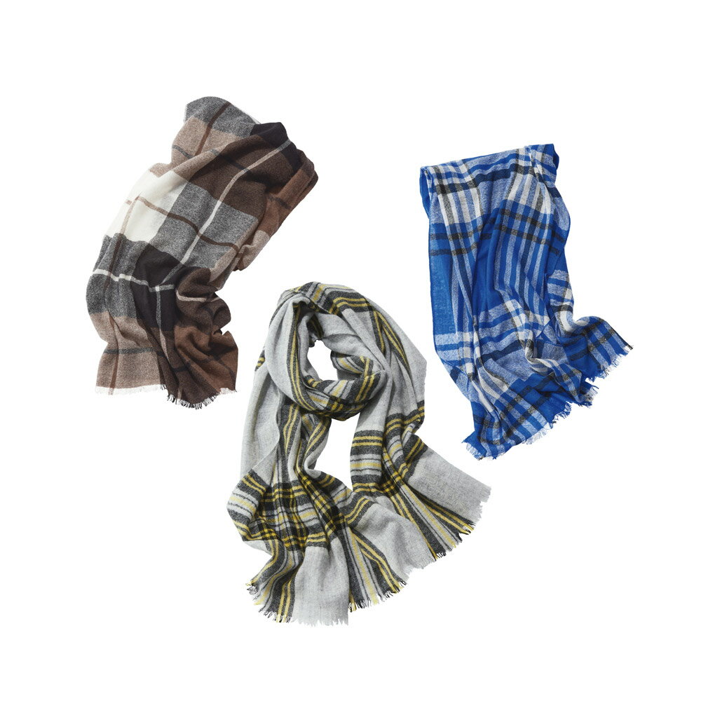 【クーポン配布 11月27日1：59迄】 カシミヤガーゼ チェック柄 ストール ストール スカーフ マフラー A32801