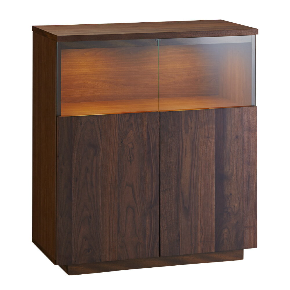 【開梱・設置料金込み】 幅80cm LEDライト付きサイドボード キャビネット リビングボード リビング収納..