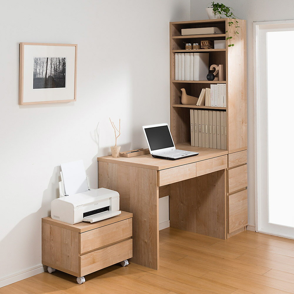 天然木調 配線すっきりデスクシリーズ プリンターカート・幅50奥行39.5高さ37cm 台 ラック リビング収納 627207