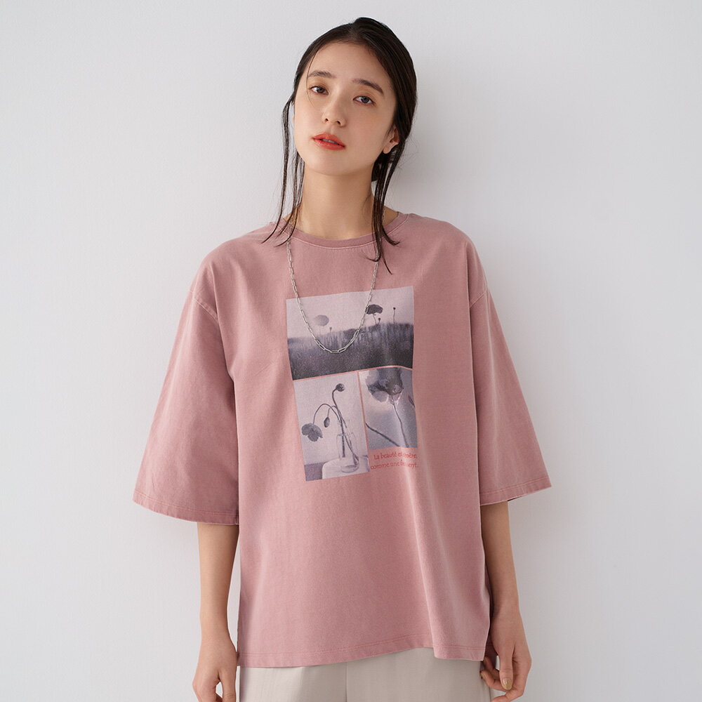 Rakuten - ピグメント加工 プリント オーバーサイズTシャツ プルオーバー シャツ ブラウス 174203 ＼LINE友だち登録でクーポン／