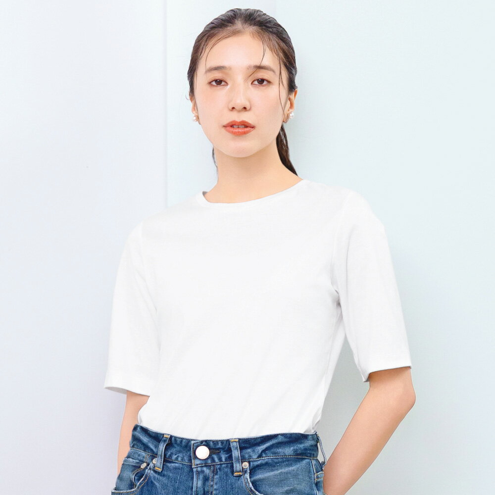 樂天商城 - 【クーポン配布 お買い物マラソン中】 コスメプラス（R）加工 5分袖 クルーネック Tシャツ （日本製） プルオーバー シャツ ブラウス 168802 ＼LINE友だち登録でクーポン／