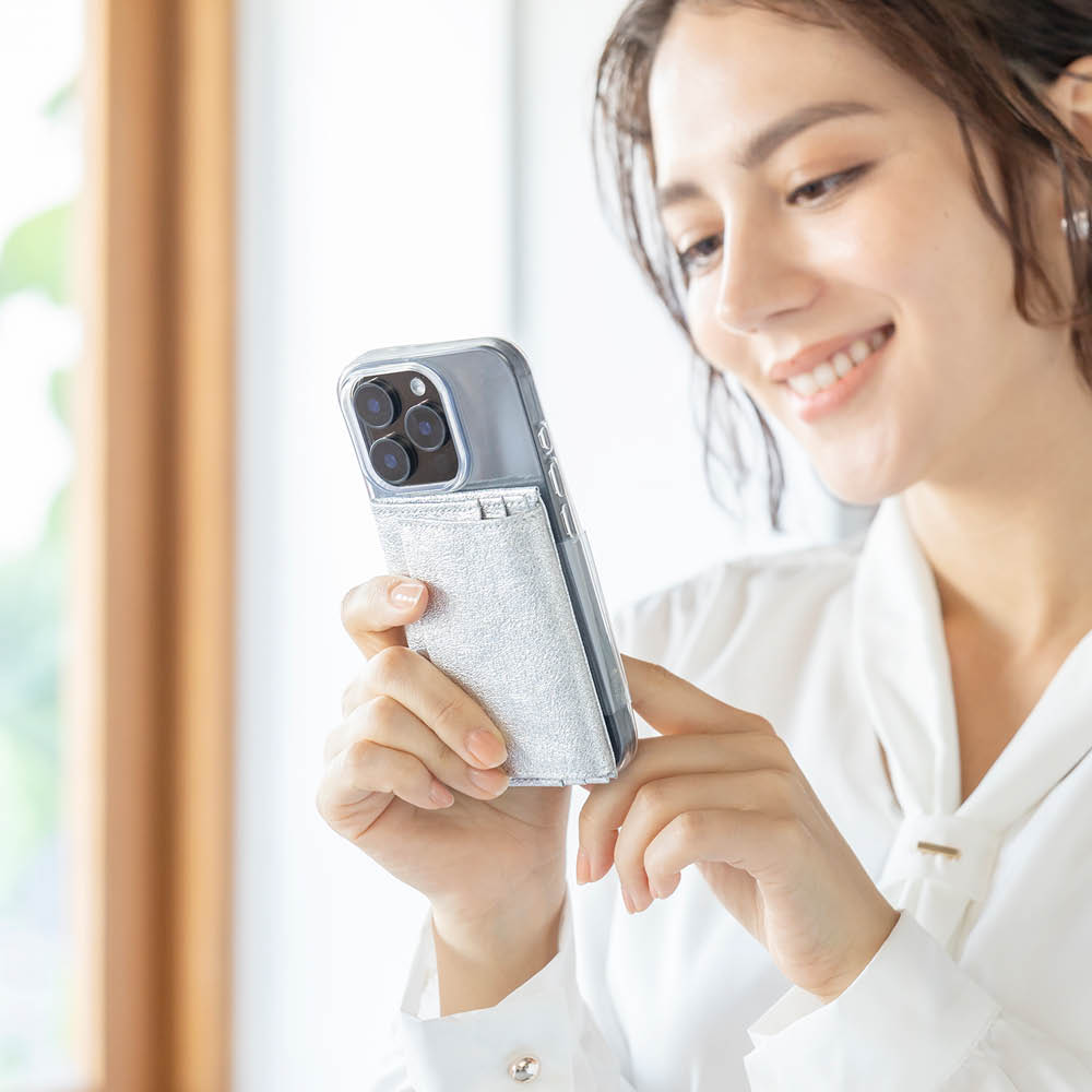 スマホに取り付けるレザー財布 （2WAYプチウォレット） 光沢タイプ（山羊革） 財布 ケース ポーチ 622407 ＼LINE友だち登録でクーポン／