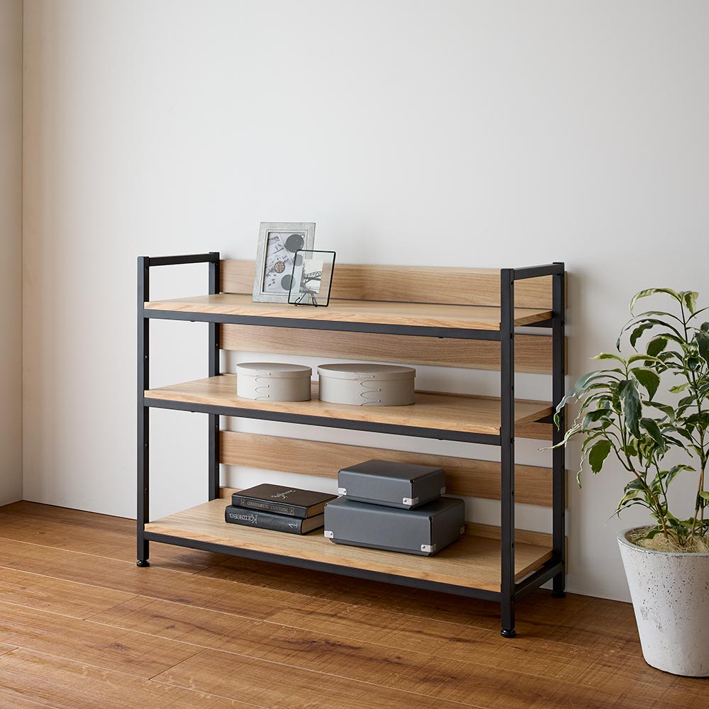 キッチンカウンター下収納 キッチン収納 オーク棚板ディスプレイシェルフ 幅91cm高さ70cm 52