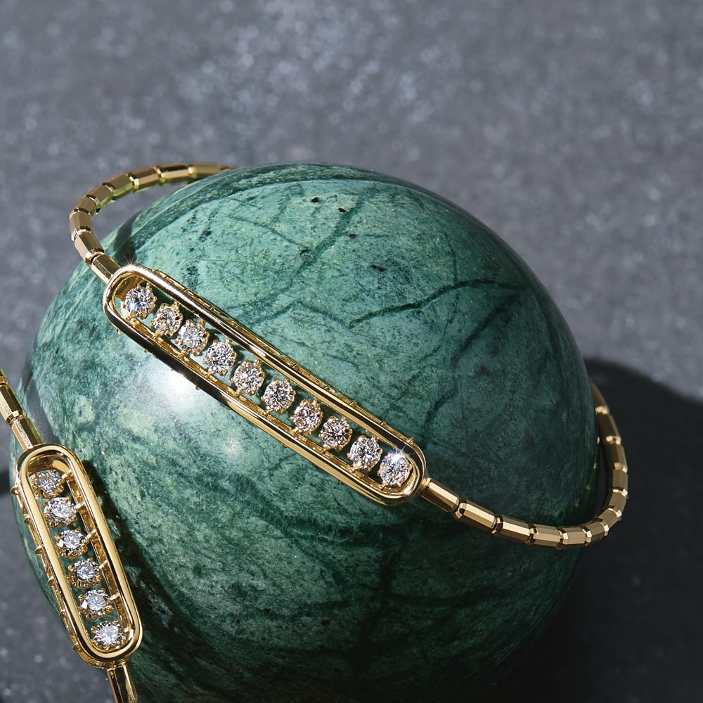 K18 0.5ctダンシングダイヤ ストレッチバングル ダイヤモンド ジュエリー アクセサリー J07601 ＼LINE友だち登録でクーポン／