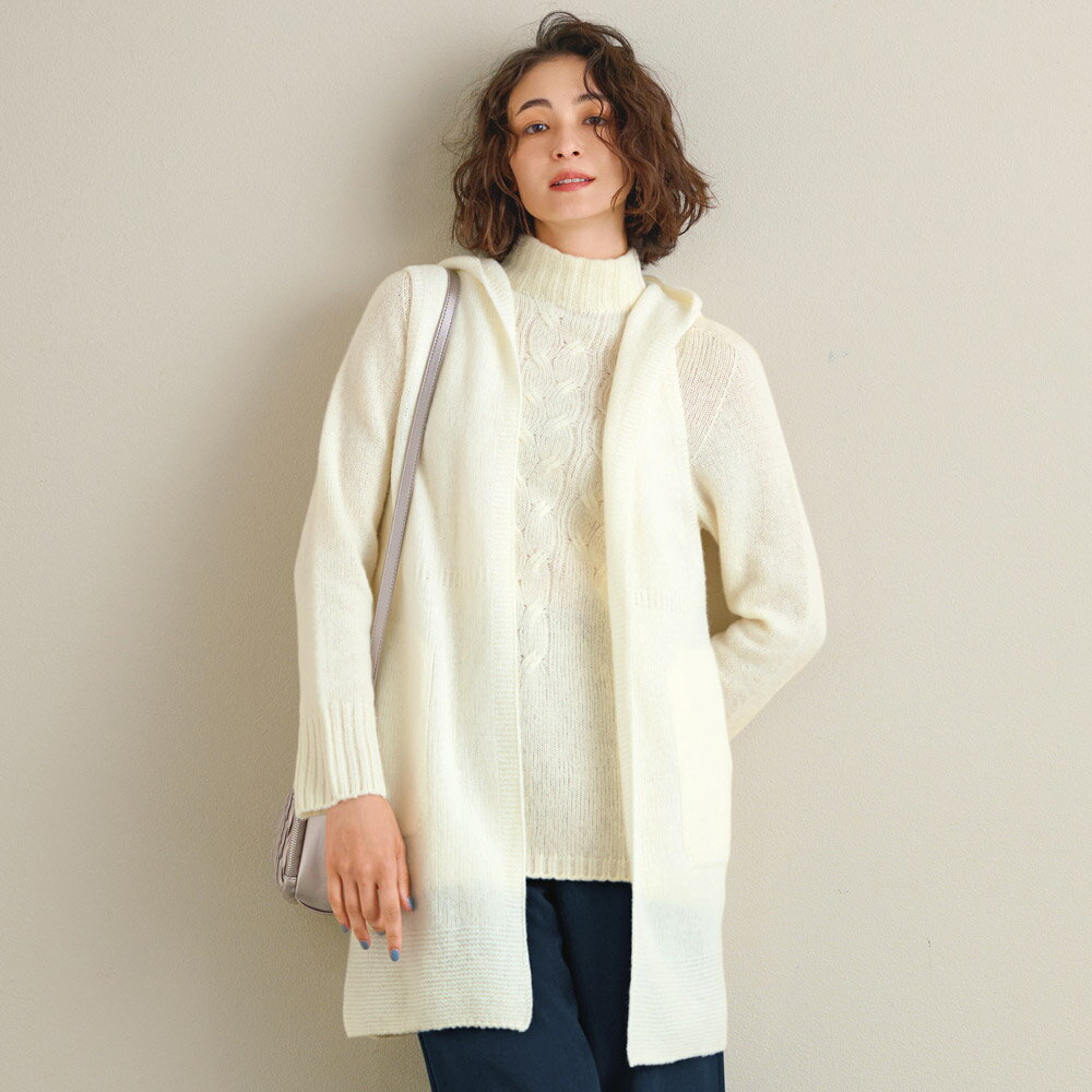 ホールガーメント（R） ウール混ニット フーディ ロングジレ（日本製） ニットアンサンブル ツインニット ニット セーター 135401 ＼LINE友だち登録でクーポン／