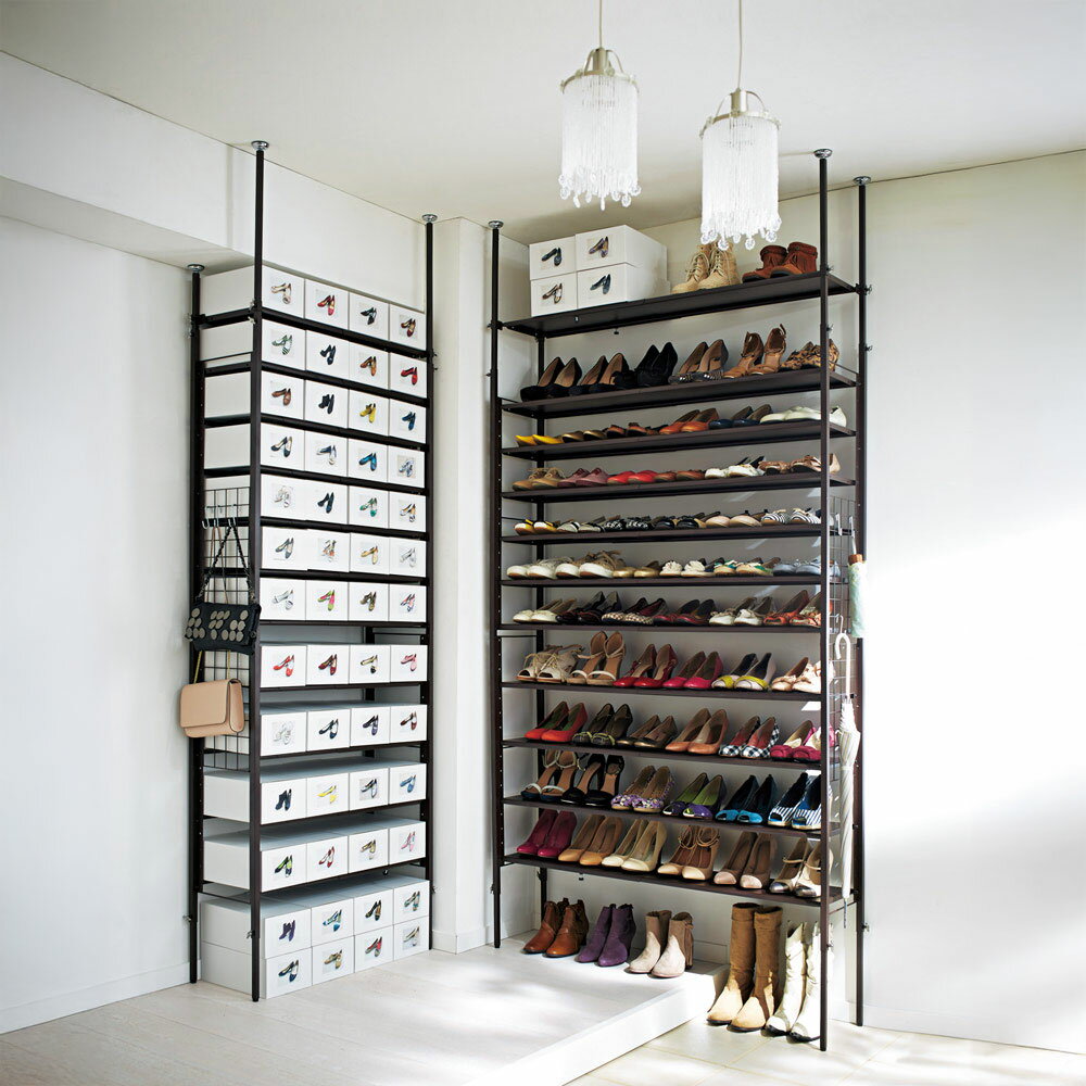 【楽天1位】 玄関の段差対応伸縮シューズラック 突っ張り式 11段 シューズラック ケース 下駄箱 玄関収納 631603 ＼LINE友だち登録でクーポン／