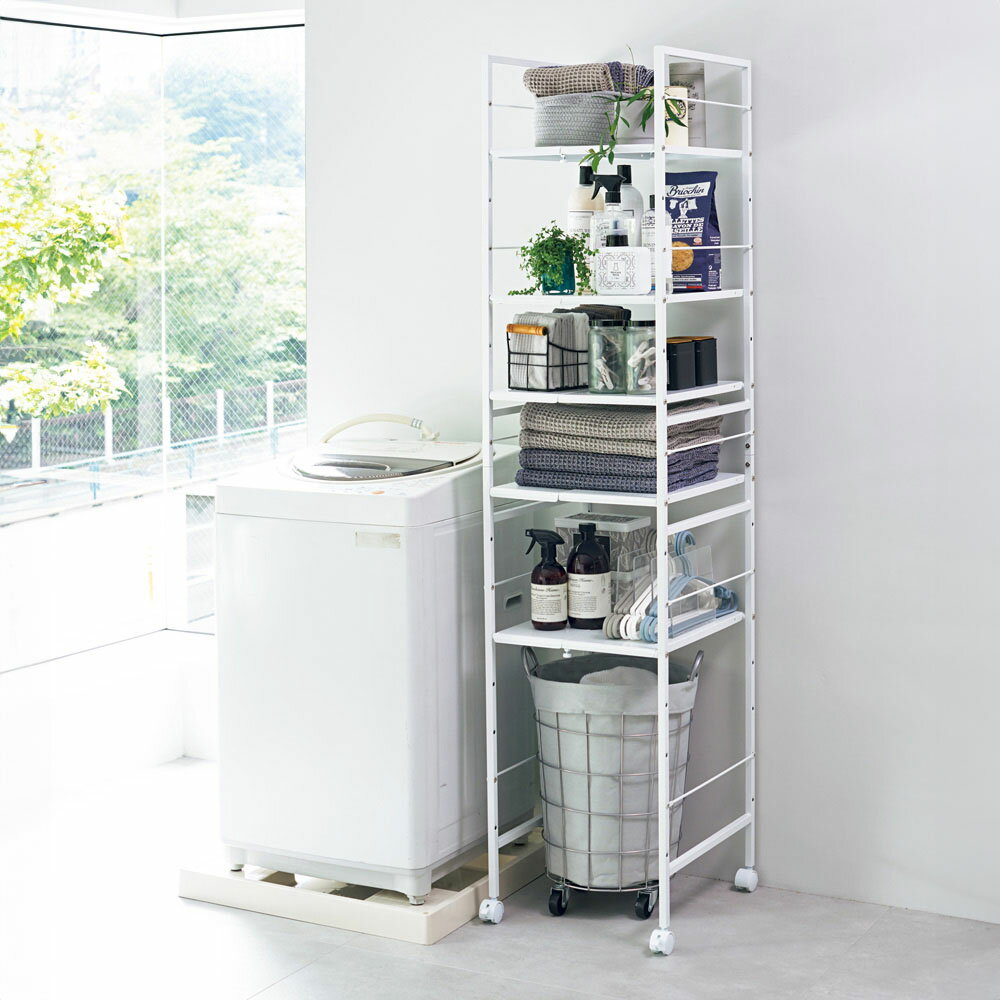 【楽天1位】 幅が伸縮するすき間ラック ワイドタイプ 幅27.5cm-42.5cm奥行49.5cm高さ180cm 棚 収納 ラック キッチン収納 収納棚 キッチンラック キッチン収納棚 キッチン棚 収納ラック キャスター ランドリーラック 洗面所収納 隙間収納 トイレ 洗面所 642010