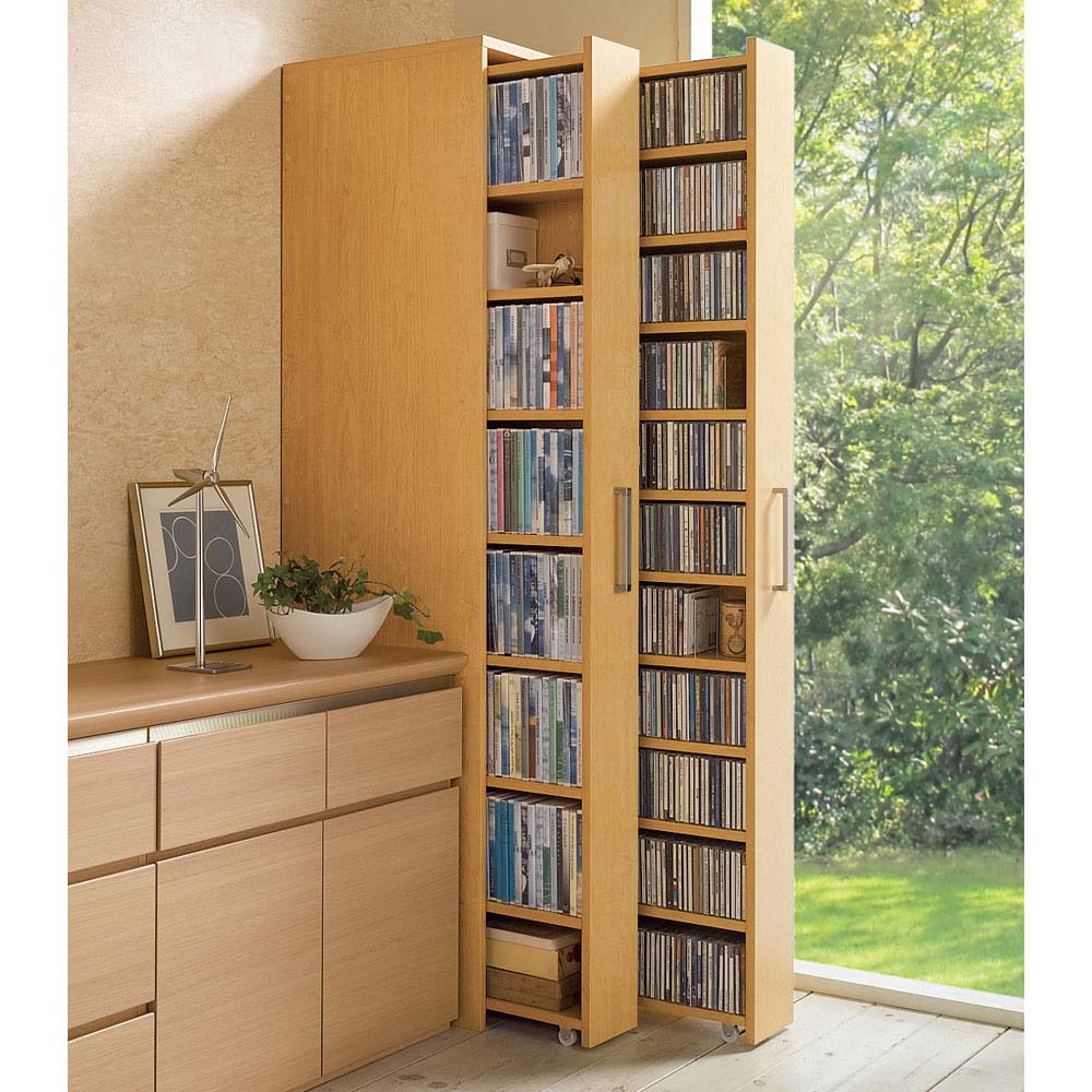 1cmピッチ スライド式すき間収納ワゴン 8段・5段セット （DVD収納＆コミック・漫画本＋CD収納用） CD DVDラック 本棚 ラック シェルフ 588813