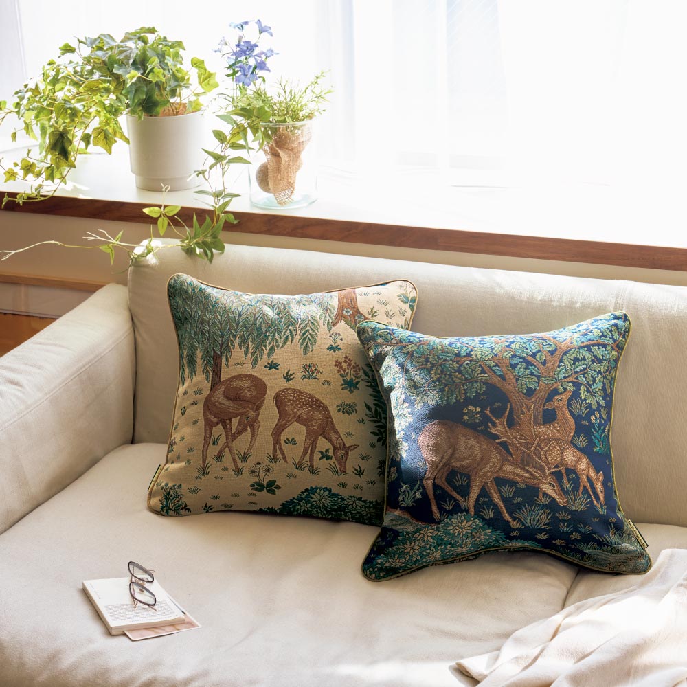 モリスデザインスタジオ ジャカード織 クッションカバー〈ザ・ブルック〉 約45×45cm カバー類 602451