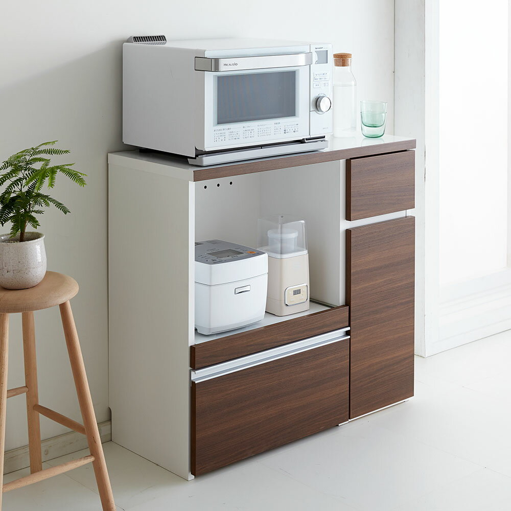 ≪幅90cm奥行40cm≫ サイズが選べる家電収納キッチンカウンター ロータイプ 幅90cm ...