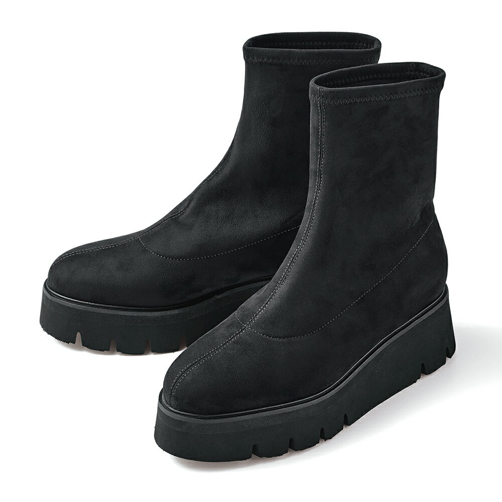 【クーポン最大5千円OFF 11/14迄】 Luca Grossi/ルカグロッシ 厚底 ストレッチブーツ（イタリア製） ブーティ ショートブーツ ブーツ 128001