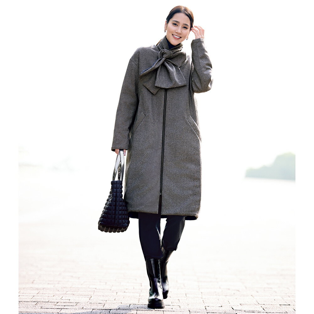 ツイード＆キルトダウン リバーシブル コート ノーカラーコート コート 128401 ＼LINE友だち登録でクーポン／