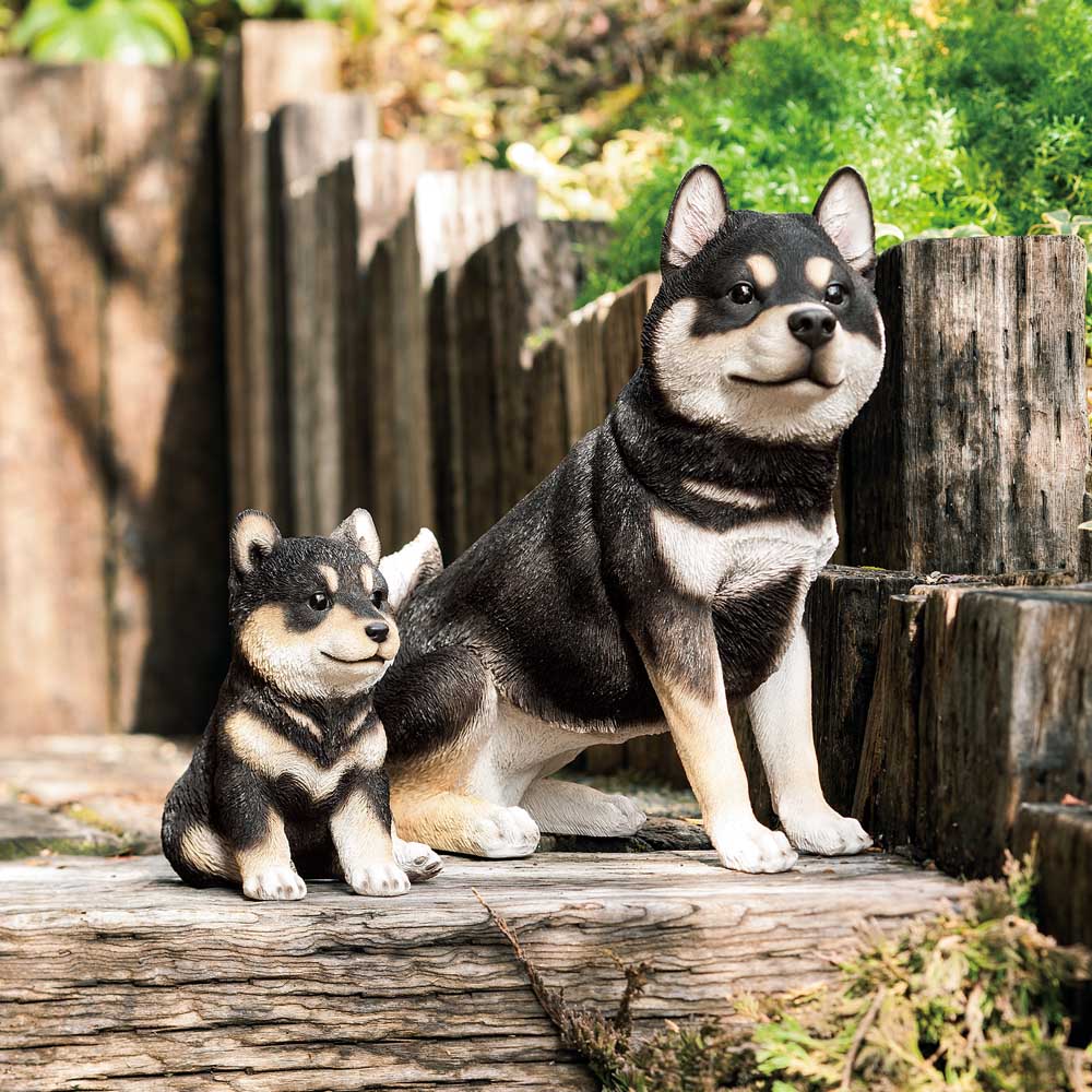 Rakuten - ≪子黒柴≫ 黒柴犬親子のオーナメント ガーデン 置物 G02717 ＼LINE友だち登録でクーポン／