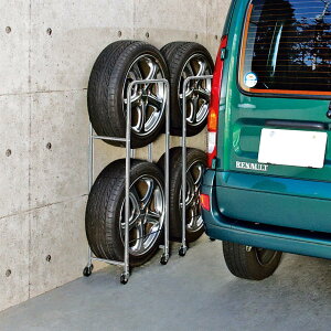 家具 収納 玄関収納 屋外収納 タイヤラック タイヤ収納 軽自動車用（薄型タイヤラック2個組） G39413
