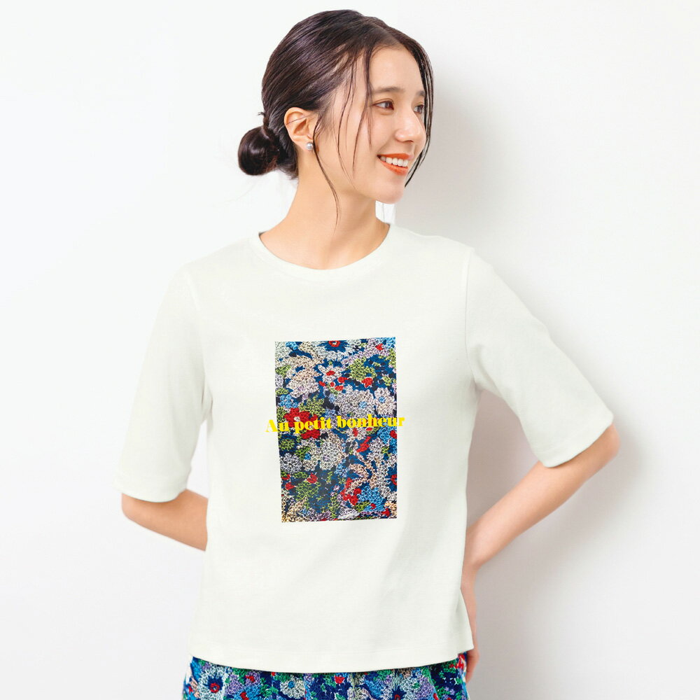 Rakuten - コットンシルク素材 レースプリントTシャツ （日本製） プルオーバー シャツ ブラウス 169002 ＼LINE友だち登録でクーポン／