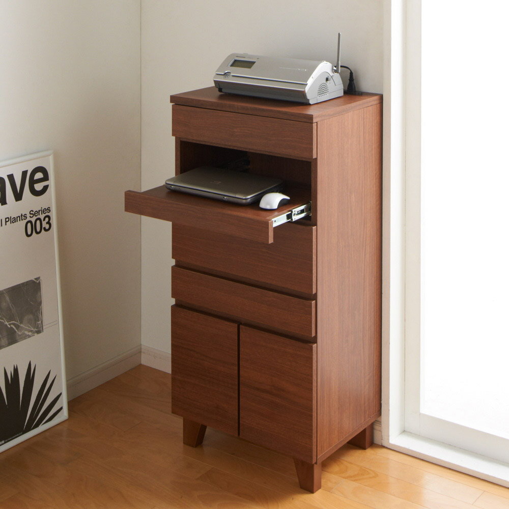 プリンターも置けるオールインワン収納引き出しFAX台 幅45cm 台 ラック リビング収納 628717 ＼LINE友だち登録でクーポン／