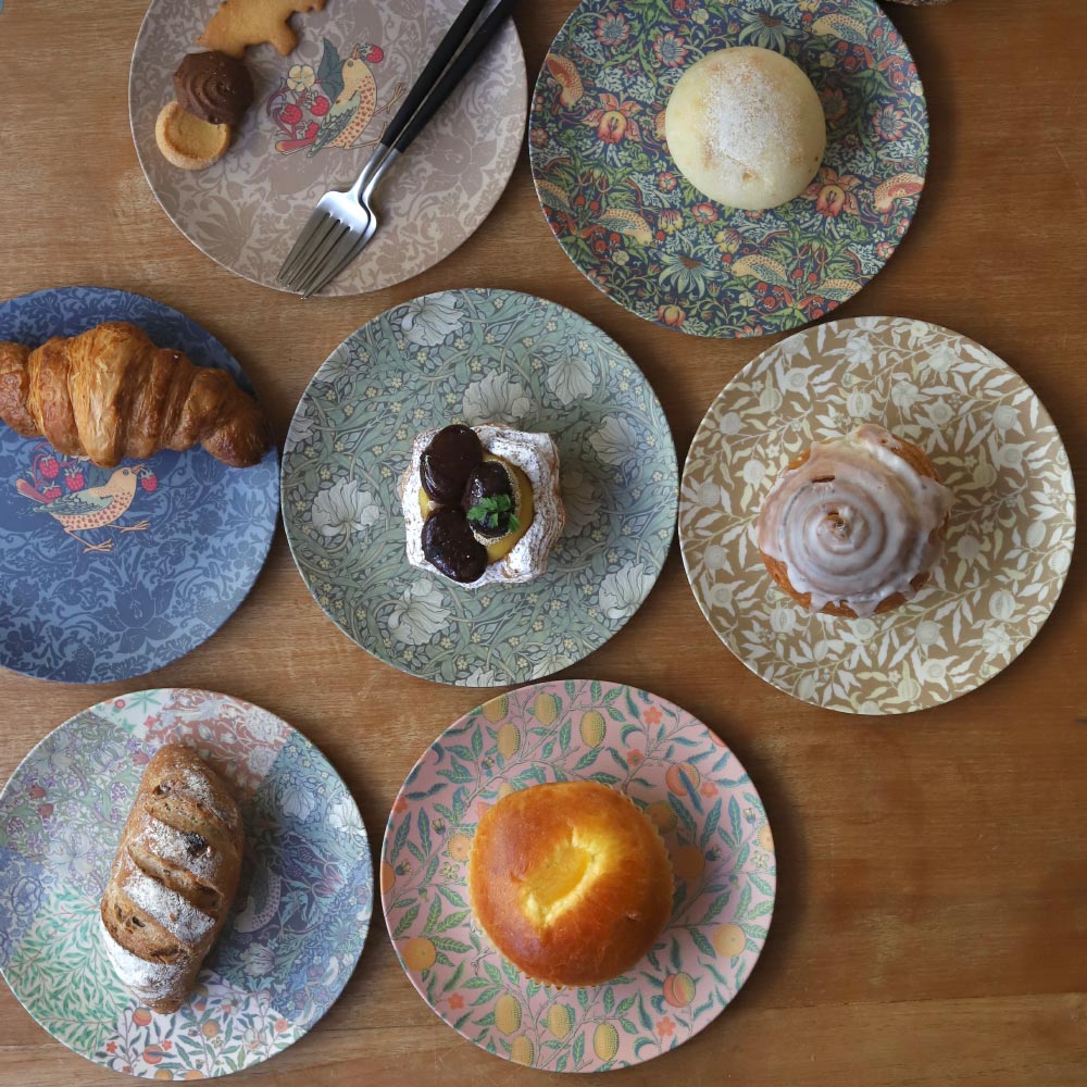 ウィリアム・モリス柄 割れにくい竹繊維のお皿2枚セット 竹ファイバー 平皿 長皿 ワンプレート 食器 カトラリー グラス KR0328 ＼LINE友だち登録でクーポン／