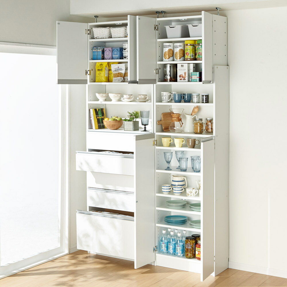 【楽天1位】 薄型で省スペースキッチン突っ張り収納庫 チェストタイプ 幅75cm・奥行31cm キッチンボード キッチン収納 630309 ＼LINE友だち登録でクーポン／ dinos-11116242 ディノス楽天市場店 サンプル画像3