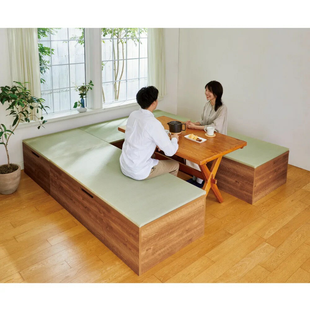 跳ね上げ式収納ユニット畳 ヘリ無し1畳 高さ45cm ユニットシェルフ リビング収納 587983 [3]