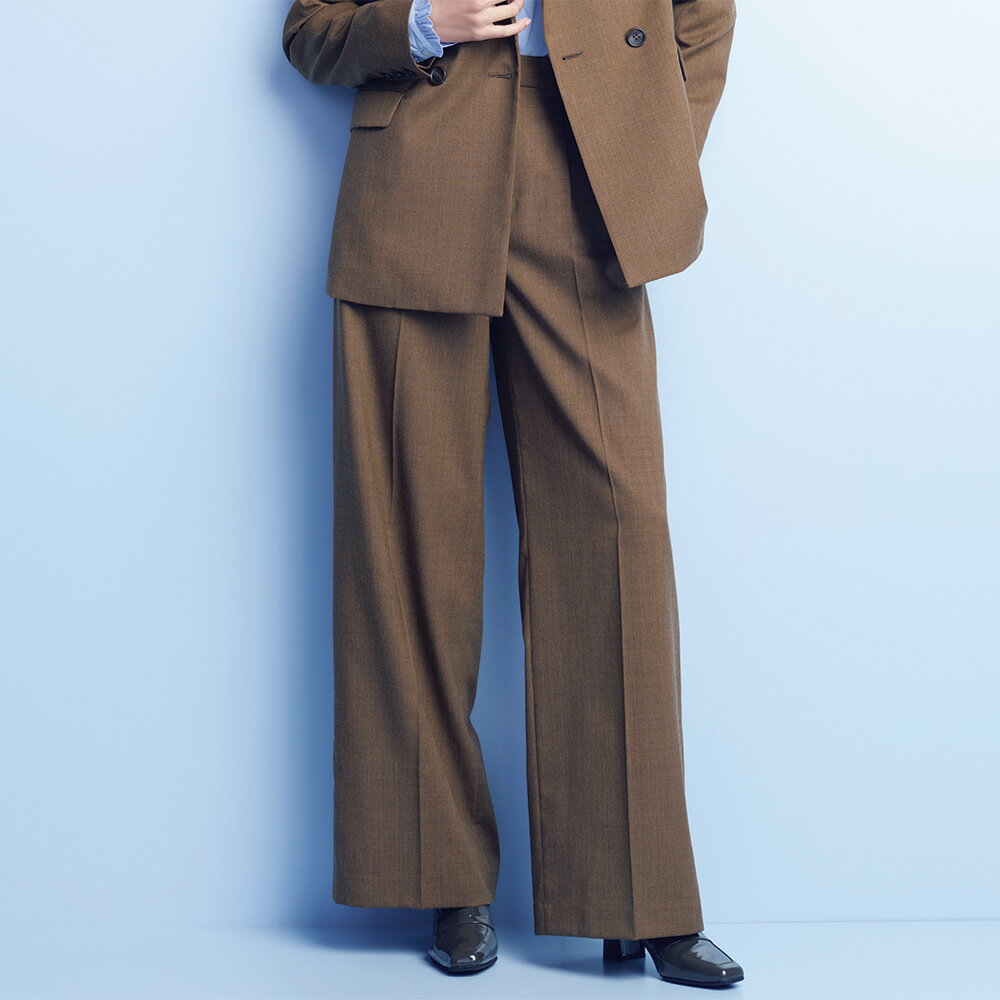 ≪股下丈68cm≫ 先染めウール混ツイル ワイドパンツ ワイドパンツ パンツ 140702 ＼LINE友だち登録でクーポン／