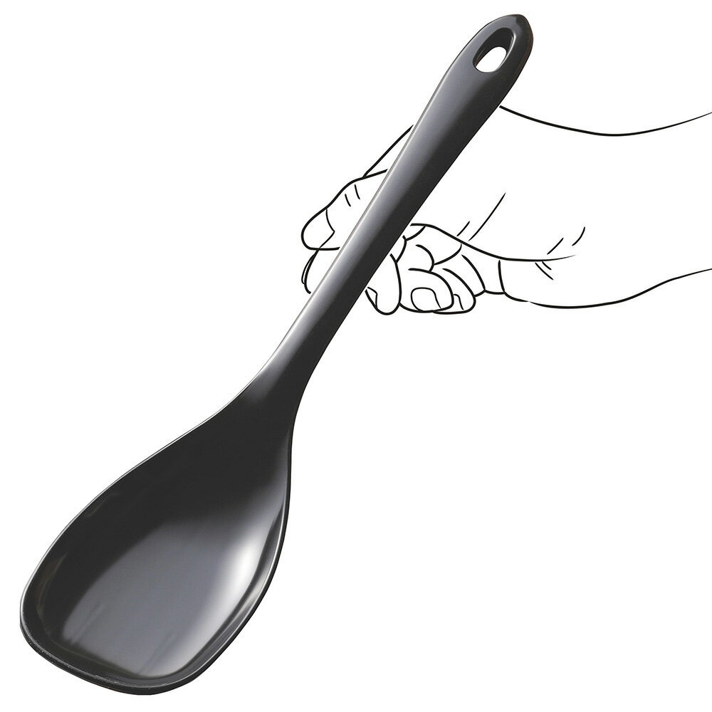 のキッチンツール 包丁 キッチンツール シリコンキッチンスプーン　ブラック　大　日本製 WW1927