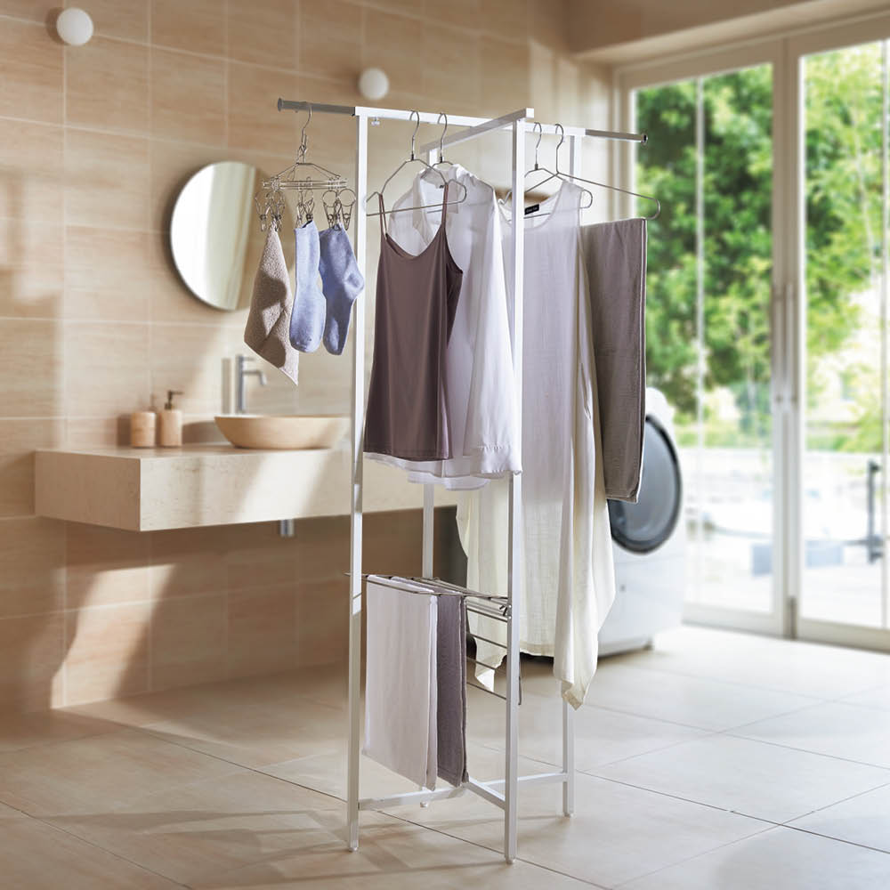 【クーポン10％OFF 2/5限定】 省スペースで干せる クロス折りたたみ物干し 室内物干し 洗濯用品 物干し KR1107 ＼LINE友だち登録でクーポン／