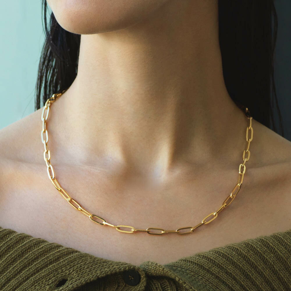 K18 クリップチェーンネックレス（中幅・50cm） ゴールド製 ジュエリー アクセサリー J79202