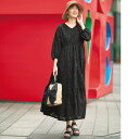 マキシワンピース ロングワンピース ワンピース チュニック コットンボイル カットワーク刺しゅう ワンピース 358802