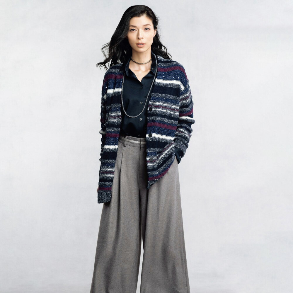 ≪股下丈68cm≫ グログランテープデザイン 2タック ワイドパンツ ワイドパンツ パンツ 131203 ＼LINE友だち登録でクーポン／ 3