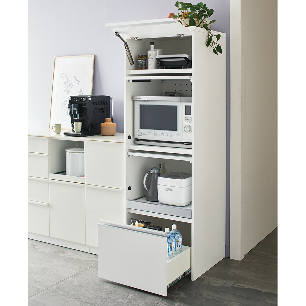 【クーポン10％OFF 1/30迄】 Ymir/ユミル 隠せる家電収納 幅60奥行45cm高さ178cm レンジ台 キッチンラ..