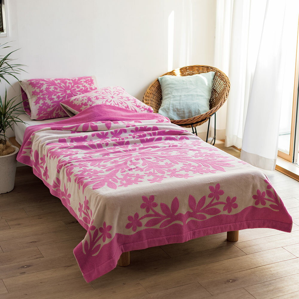 LINE友だち登録やレビューでクーポン有 タオルケット ガーゼケット キルトケット キャシーマム ハワイアンキルト柄タオルシリーズ タオルケット シングル 862208のサムネイル