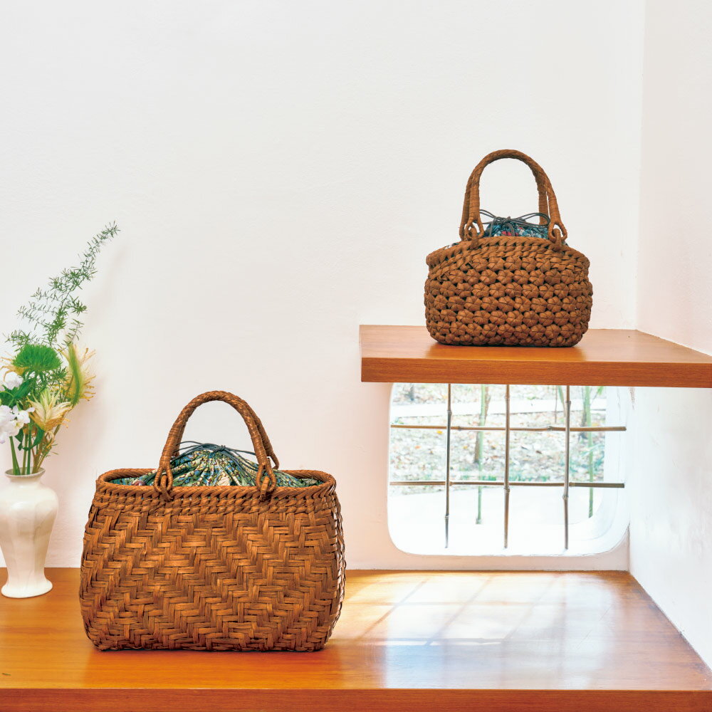 Fabric by ベストオブモリス山葡萄のかごバッグ【六角花編みラウンド】 かごバッグ メッシュバッグ バッグ KR1128 ＼LINE友だち登録でクーポン／