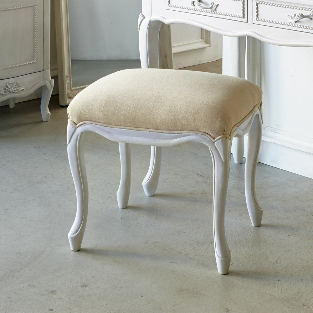 シャビーシック ホワイト フレンチ収納家具シリーズ スツール スツール 丸椅子 椅子 チェア 585312