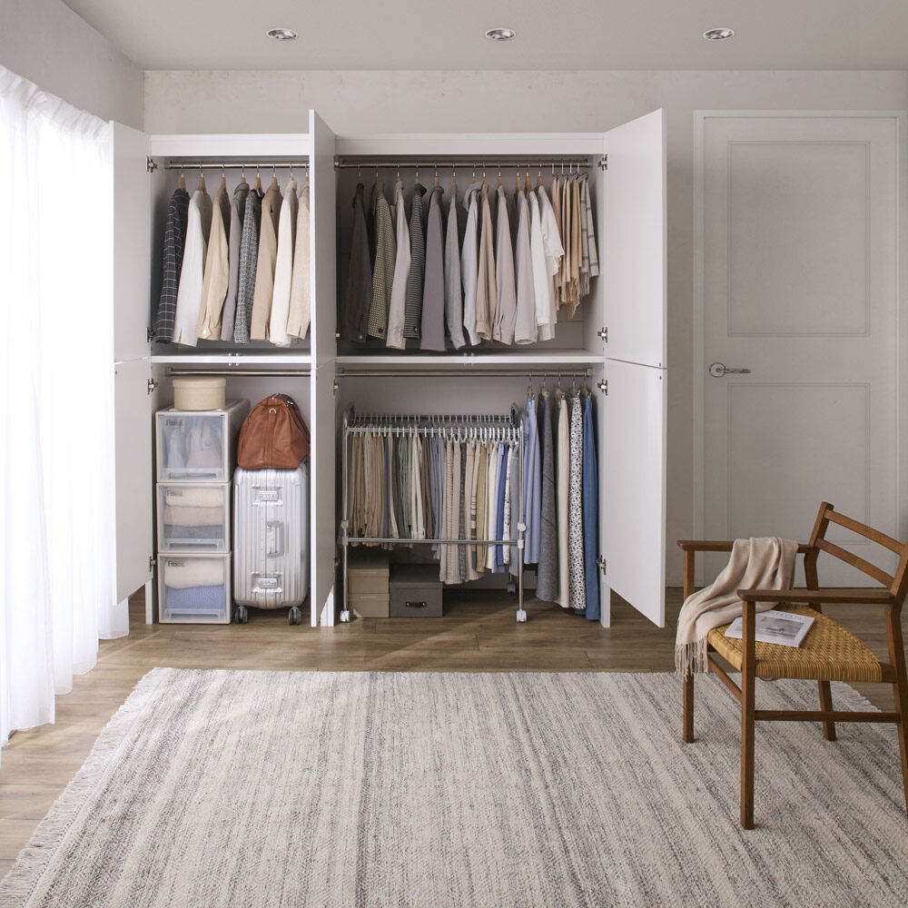 重いものの出し入れがスムーズ 下オープンワードローブ 幅75cm奥行57cm高さ200cm ワードローブ クローゼット 衣類収納 633201 ＼LINE友だち登録でクーポン／